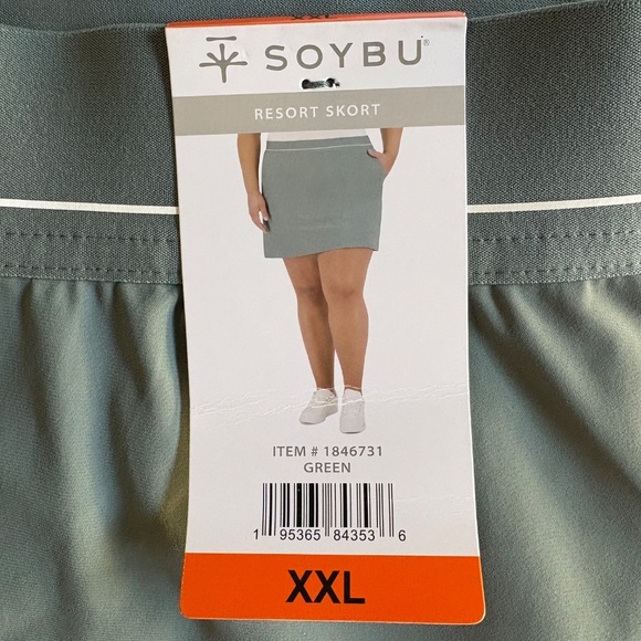Soybu Resort Skort/Skirt with Shorts, Hand and Zippered Pockets, Green, XXL, NWT - Picture 5 of 15